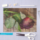 レッドローズブラウンウッドテクスチャ素朴フローラアンティーク 薄葉紙 (クラフト)