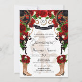 レッドローズブラックチャロウェスタンエレガントキンセアニェラ 招待状 (正面)