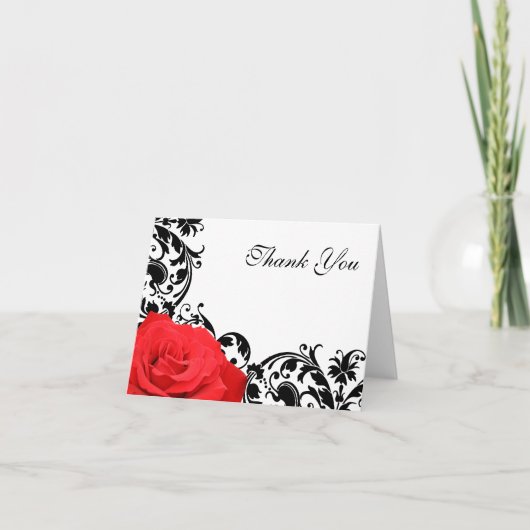 レッドローズブラックフローリッシュサンキュー サンキューカード (正面)