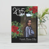 レッドローズブラック写真卒業発表 招待状 (スタンド正面)
