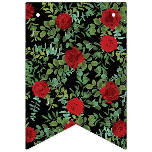 レッドローズブラック結婚ズゴシック色 バンティングフラッグ (第1の旗)