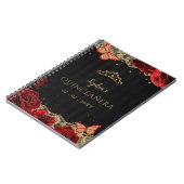レッドローズブラック金ゴールドレースキンセアニラゲストブック ノートブック (左側)