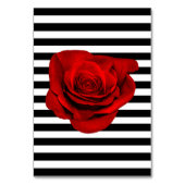 レッドローズブラック&ホワイトストライプズ結婚テーブルカード テーブルナンバー (裏面)