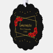 レッドローズブラック&金ゴールドクインセアニラ オーナメントカード (左)