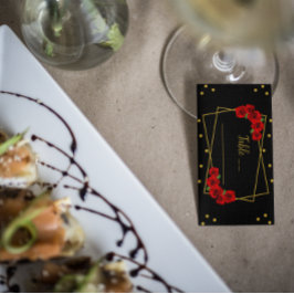 レッドローズブラック&金ゴールドクインセアニラ プレイスカード