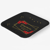 レッドローズブラック&金ゴールドクインセアニラ ペーパープレート (傾斜あり)