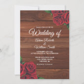 レッドローズブルゴーニュ素朴ー秋庭園の結婚式 招待状 (正面)