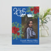 レッドローズブルー写真卒業発表 招待状 (スタンド正面)
