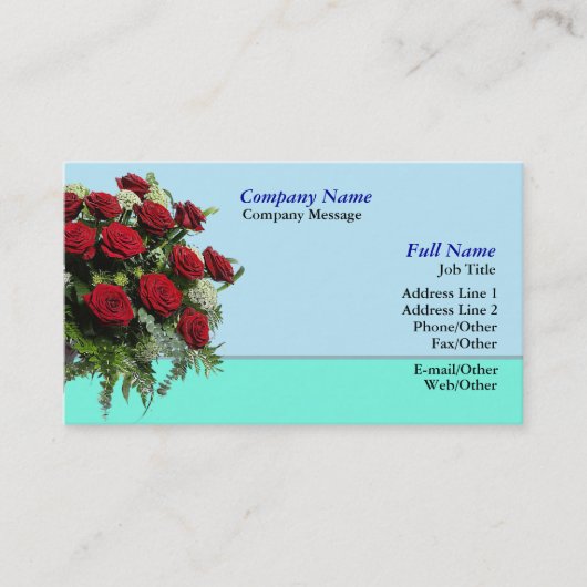 レッドローズブーケの名刺テンプレート 名刺 (正面)