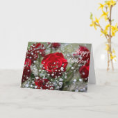 レッドローズブーケハッピーバースデーグリーティングカード カード (黄色い花)