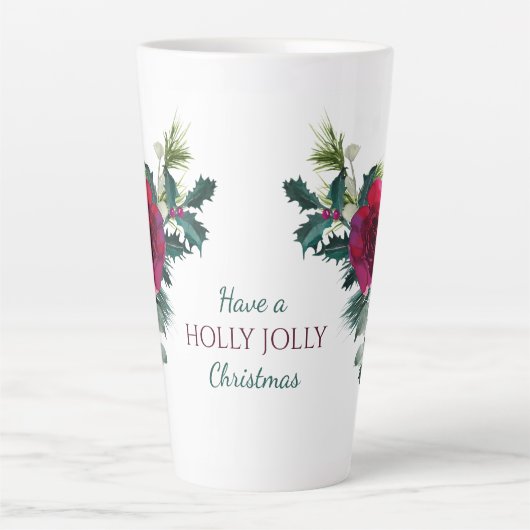 レッドローズブーケホリクリスマスすてき カフェラテマグ (正面)