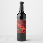 レッドローズブーケワインボトルラベル ワインラベル (正面)