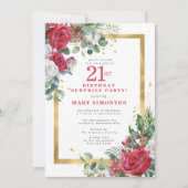 レッドローズホリー21stバースデーサプライズパーティー 招待状 (正面)