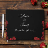 レッドローズホワイトブラックエレガンスタイムレス結婚ズ ゲストブック