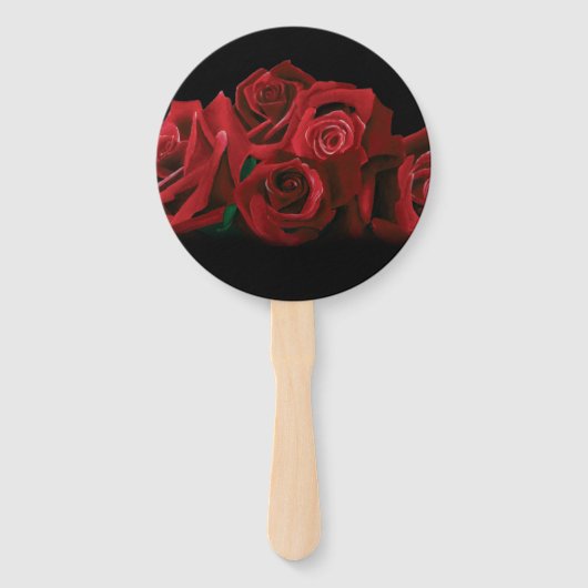 レッドローズホワイトブラックエレガンスタイムレス ハンドファン (正面)