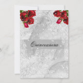 レッドローズホワイトレースハートスターズキンセアニェラ 招待状 (正面)