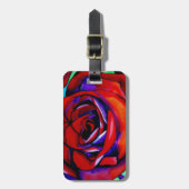 レッドローズマクロフラワーオリジナルアート ラゲッジタグ (正面縦)