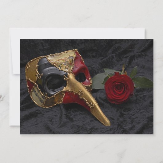 レッドローズマスカレード誕生日招待状 招待状 (裏面)