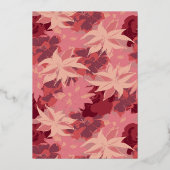 レッドローズミニマルフローラゴールデンブライダルシャワー 箔招待状 (裏面)