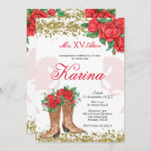 レッドローズメキシコチャラ15キンセアニェラ招待状 招待状 (正面/裏面)