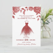 レッドローズモダングリッタードレスsweet sixteen 招待状 (スタンド正面)