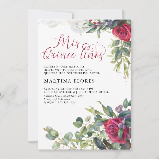 レッドローズユーカリプトゥスミカインスアノスキンセアニェラ 招待状 (正面)