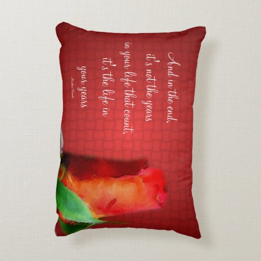レッドローズライフアティチュード引用文感動的  アクセントクッション (裏面(縦))