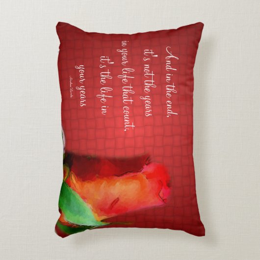 レッドローズライフアティチュード引用文感動的  アクセントクッション (正面(垂直))