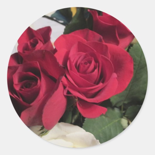 レッドローズラウンドシール封筒用シール付きバラ ラウンドシール (正面)