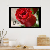 レッドローズラブポスタープリント ポスター (キッチン)