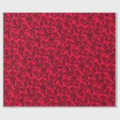 レッドローズラブロマンチックエレガントシックフローラフラワー ラッピングペーパー (フラット)