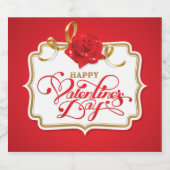 レッドローズラベル(ハッピーバレンタインデー) スパークリングワインラベル (シングルラベル)