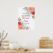 レッドローズリタイアメントパーティーウェルカムサイン ポスター (キッチン)