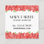 レッドローズリース春ガーデン可愛い スクエア名刺 (裏面)