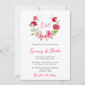 レッドローズリース結婚リボン 招待状 (正面)