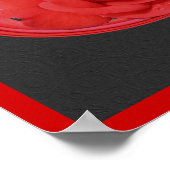 レッドローズレインドロップデザインフローラポスター ポスター (角)