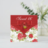 レッドローズレッド金ゴールドSweet sixteen誕生日パーティー 招待状 (スタンド正面)