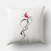 レッドローズレディトライバルタトゥーデザイン クッション (裏面)