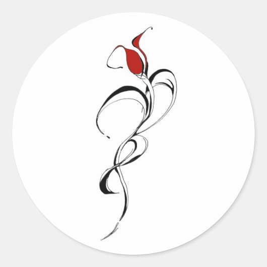 レッドローズレディトライバルタトゥーデザイン ラウンドシール (正面)