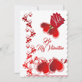 レッドローズロマンチックハートズビーマイバレンタイン シーズンカード