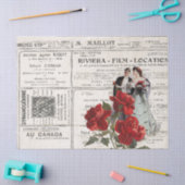 レッドローズヴィンテージカップルフランスの広告 薄葉紙 (クラフト)