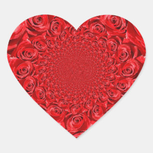 レッドローズ万華鏡のように千変万化するパターン:ハッピーバレンタインデーアート ハートシール