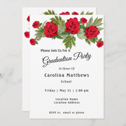 レッドローズ卒業 招待状 (正面/裏面)