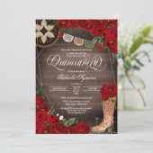 レッドローズ女性のカーボーイブーツウェスタンチャロキンセアニラ 招待状 (スタンド正面)