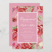 レッドローズ婚約招待 案内状 (正面/裏面)