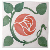 レッドローズ対称アールデコセラミックタイル タイル (正面)