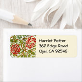 レッドローズ素晴らしヴィンテージウィリアム・モリス壁紙 ラベル (インサイチュ)