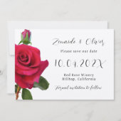 レッドローズ素朴クラフト日付カードを保存 セーブザデート (正面)