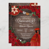 レッドローズ素朴チャラ/マリアチドレスキンセアニラ  招待状 (正面/裏面)