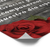 レッドローズ素朴ブラックレース結婚のテーブルサイン ポスター (角)